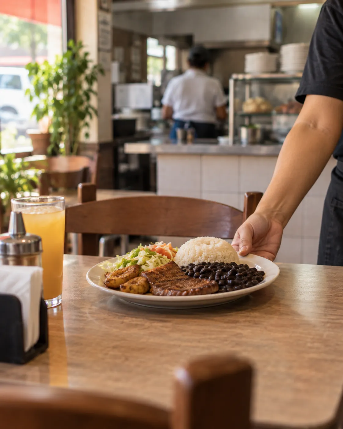 Plato servido en la mesa de un restaurante familiar